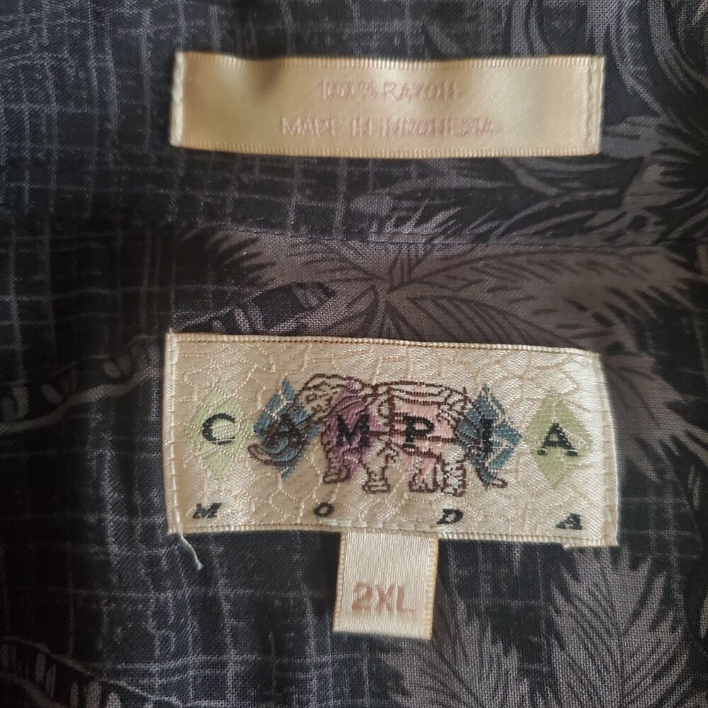 Campia Men's Black/Tan Short-Sleeve Button-Down Camp Style Shirt/Size 2XL - Picture 4 of 10